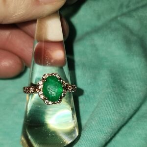 Simply Elegant Lab Created Brazilian Emerald Fused With Quartz Rose Gold Size 8